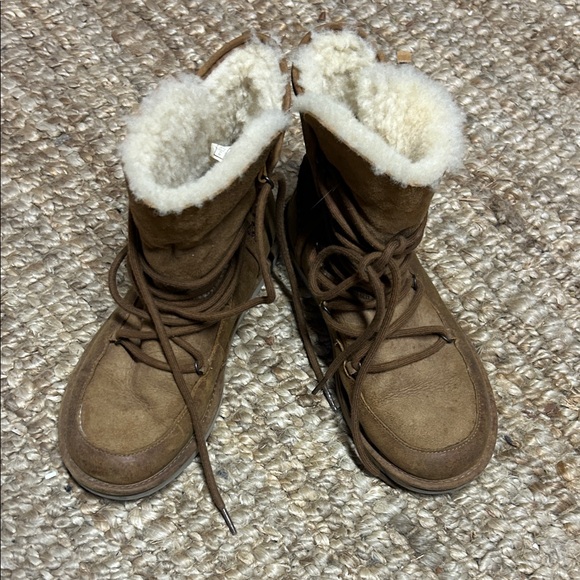 UGG Brown Shearling Lined Moccasins - Picture 5 of 7